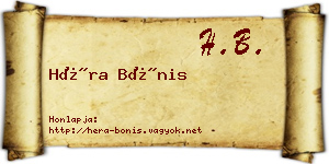 Héra Bónis névjegykártya